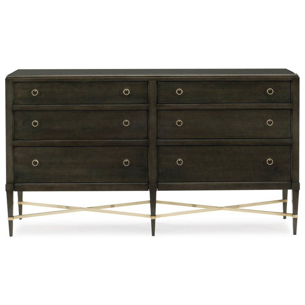 Caracole Caracole Classic The 6 Drawer Masterpiece Dresser In Charcoal Anegre Finish Jacksonville Furniture Mart Dressers
