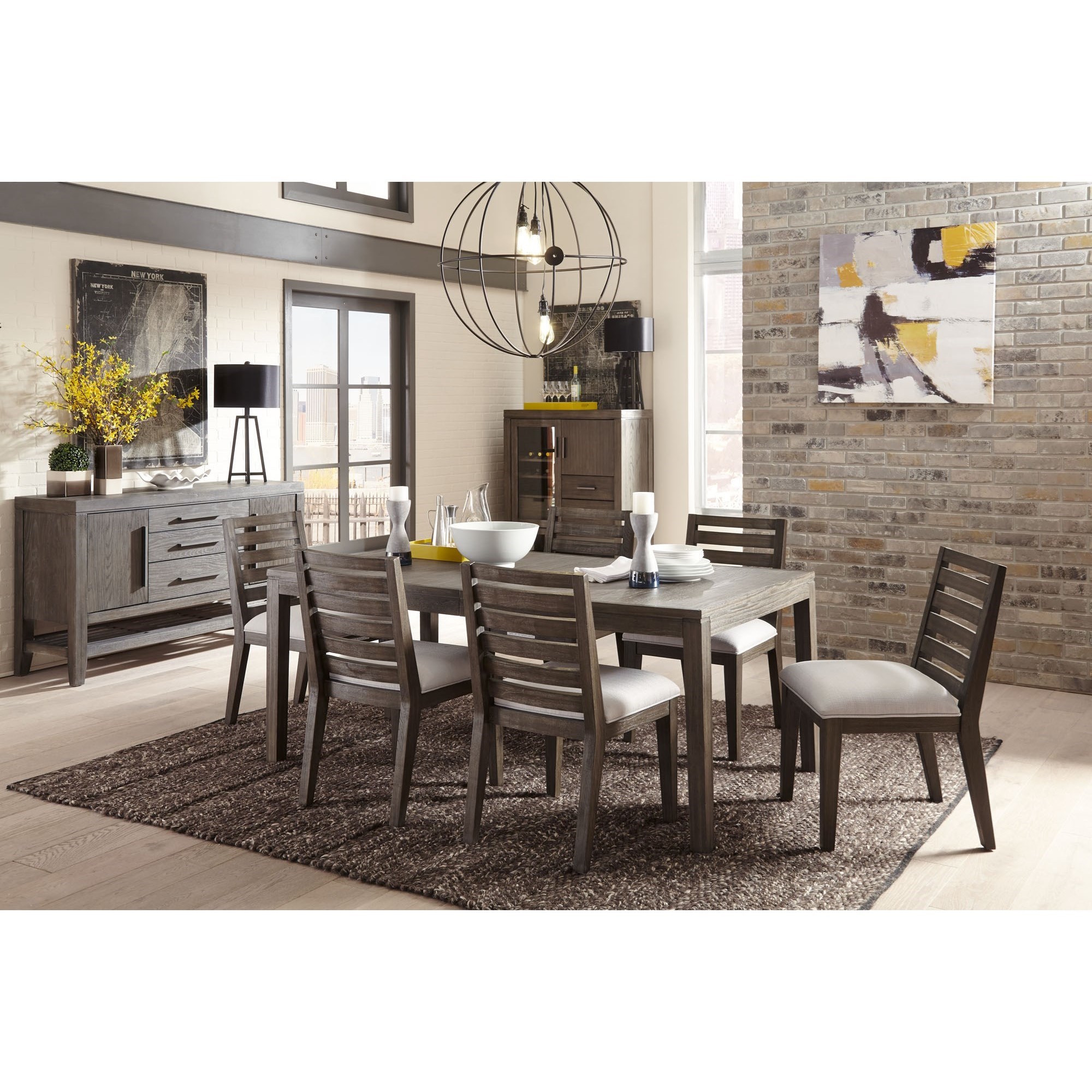 Belfort Select District 7 Piece Dining Set With Slat Back Chairs