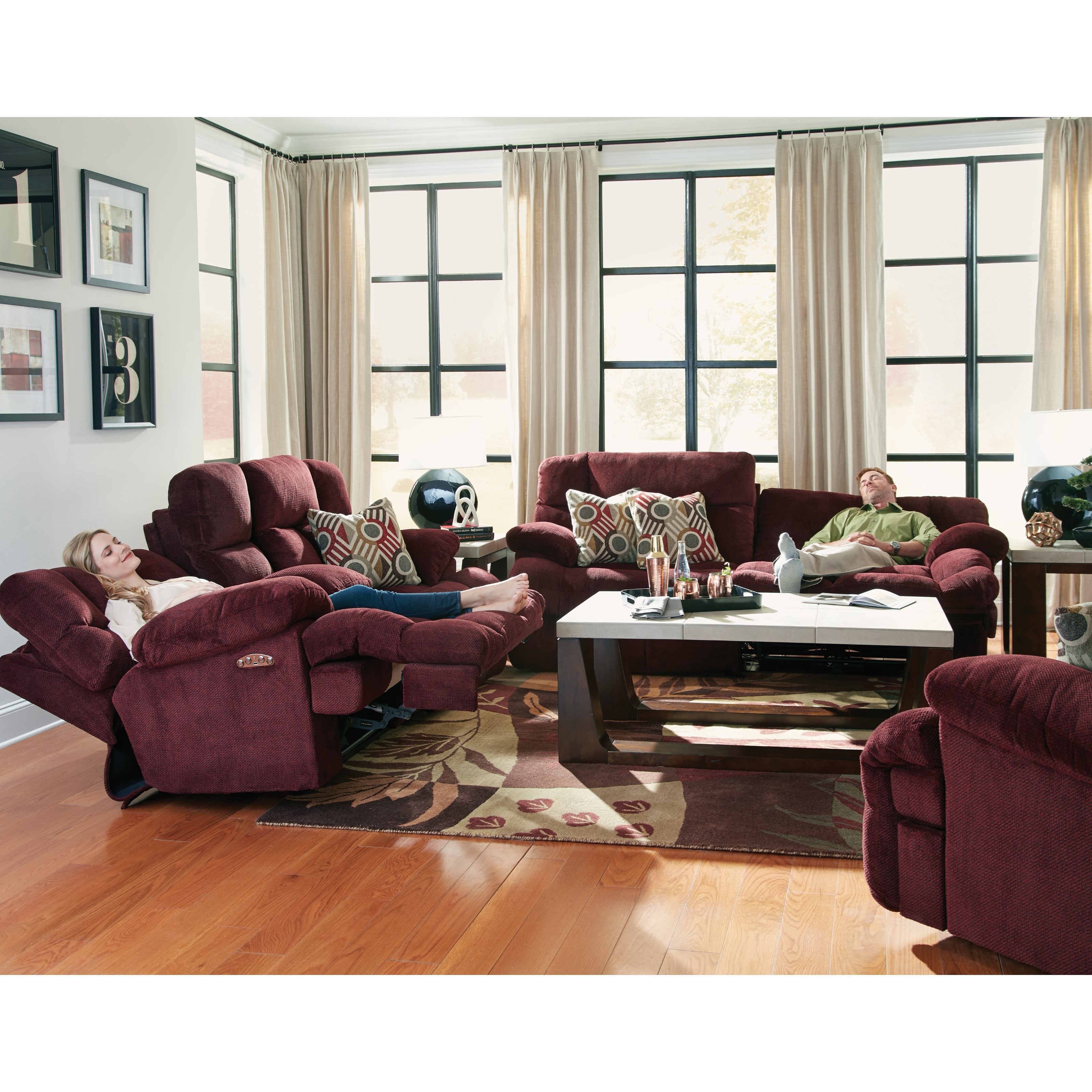 Catnapper Brice 62041 Lay Flat Reclining Sofa With Power Headrest