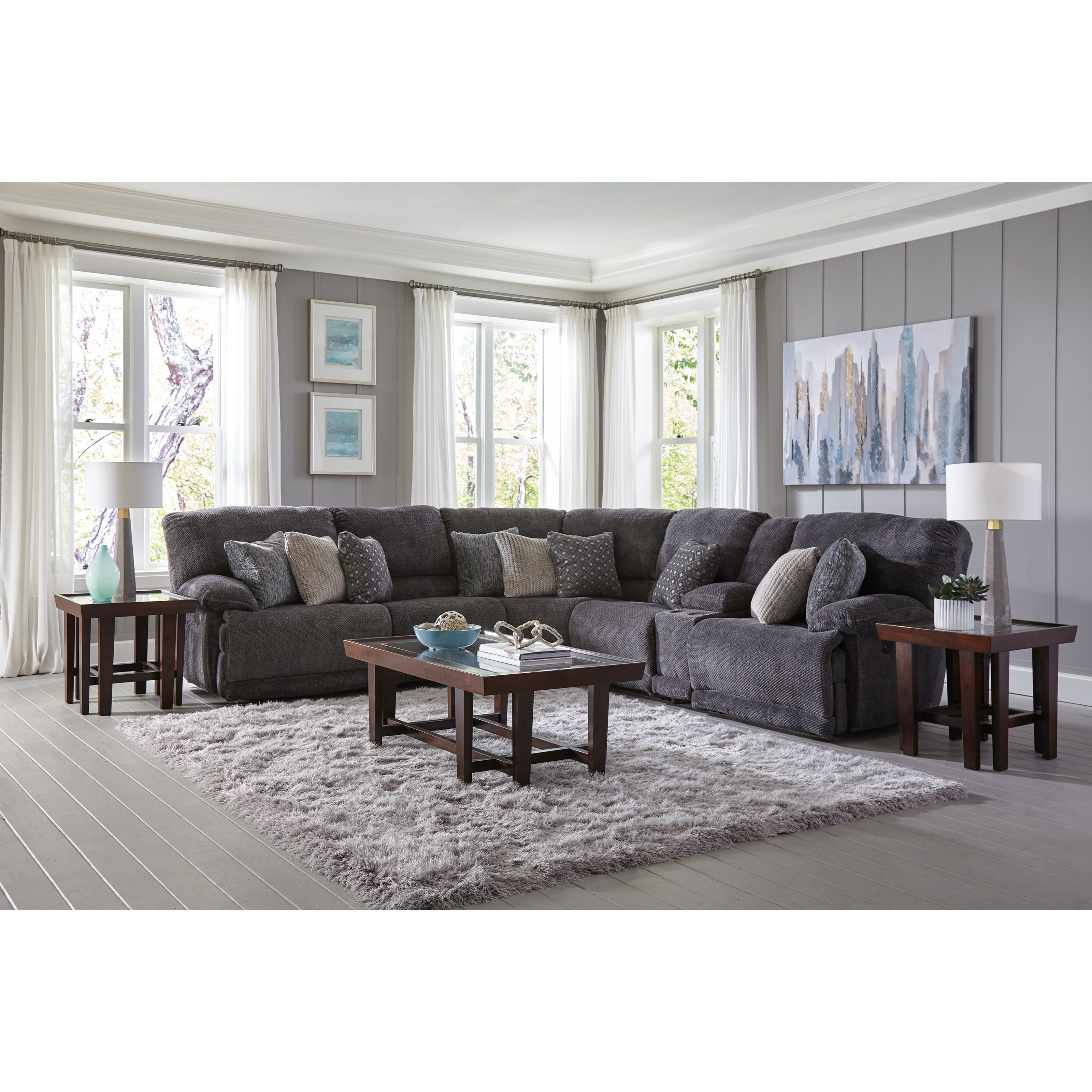 Catnapper Burbank Power Reclining Sectional With Cup Holders And