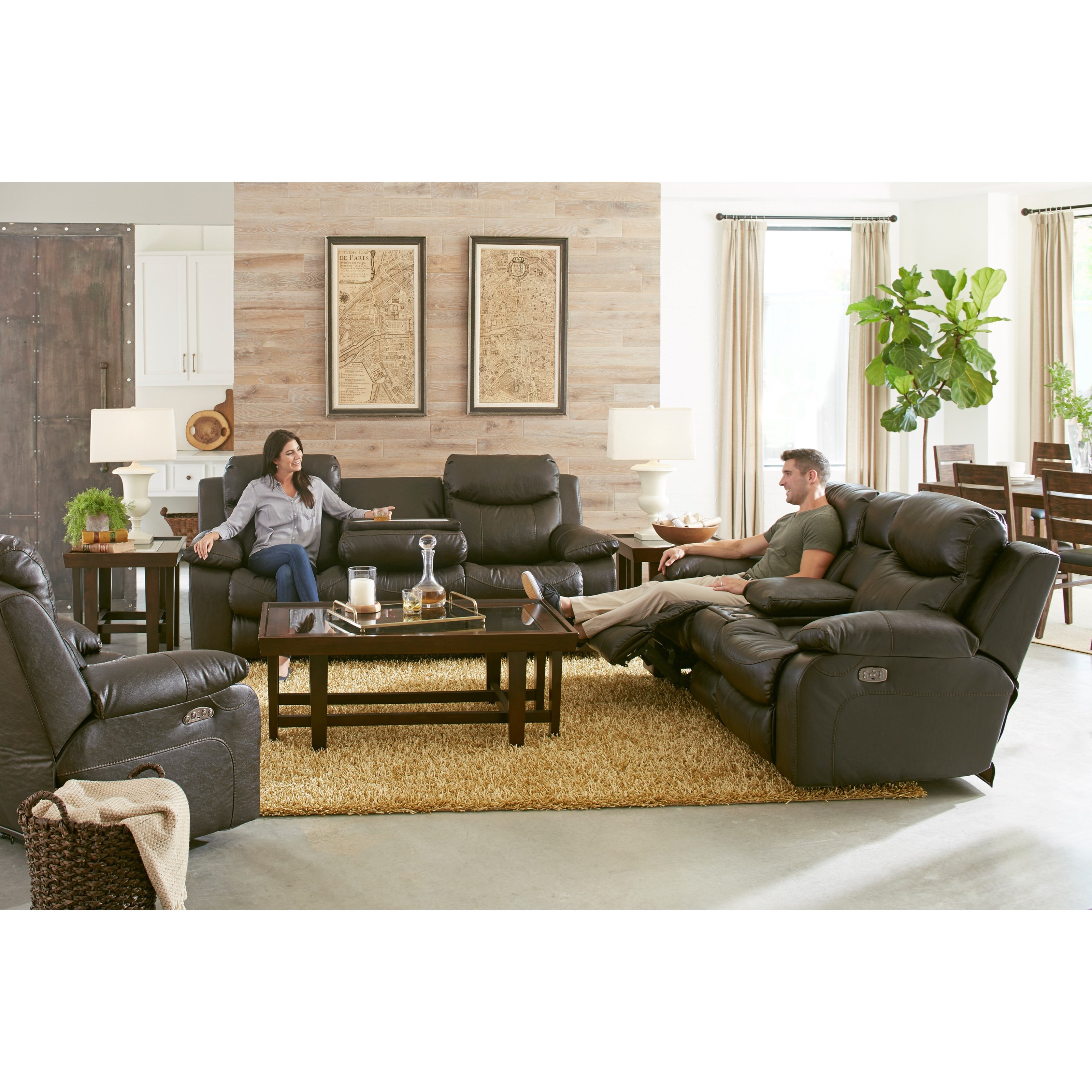 Catnapper Connor Casual Lay Flat Power Reclining Sofa With Power