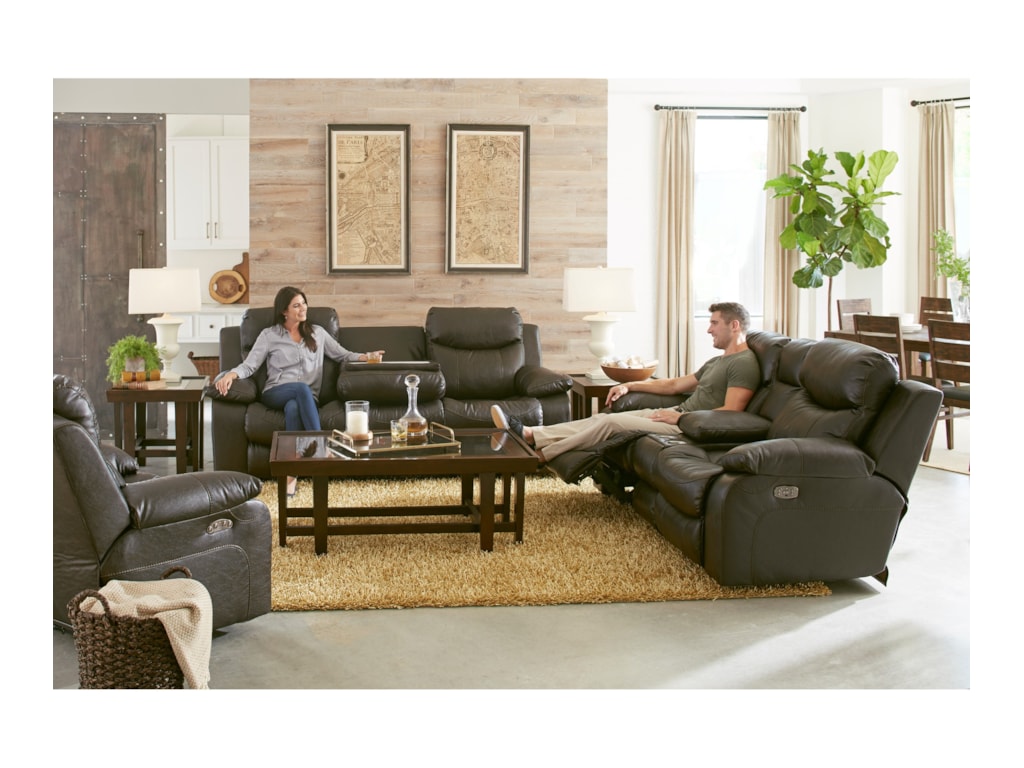 Catnapper Connor Casual Lay Flat Power Reclining Sofa With Power