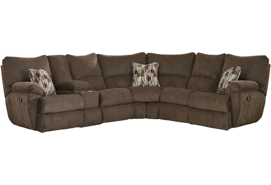 Catnapper Aura Lay Flat Sectional Sofa With Storage Console Efo Furniture Outlet Reclining Sectional Sofas