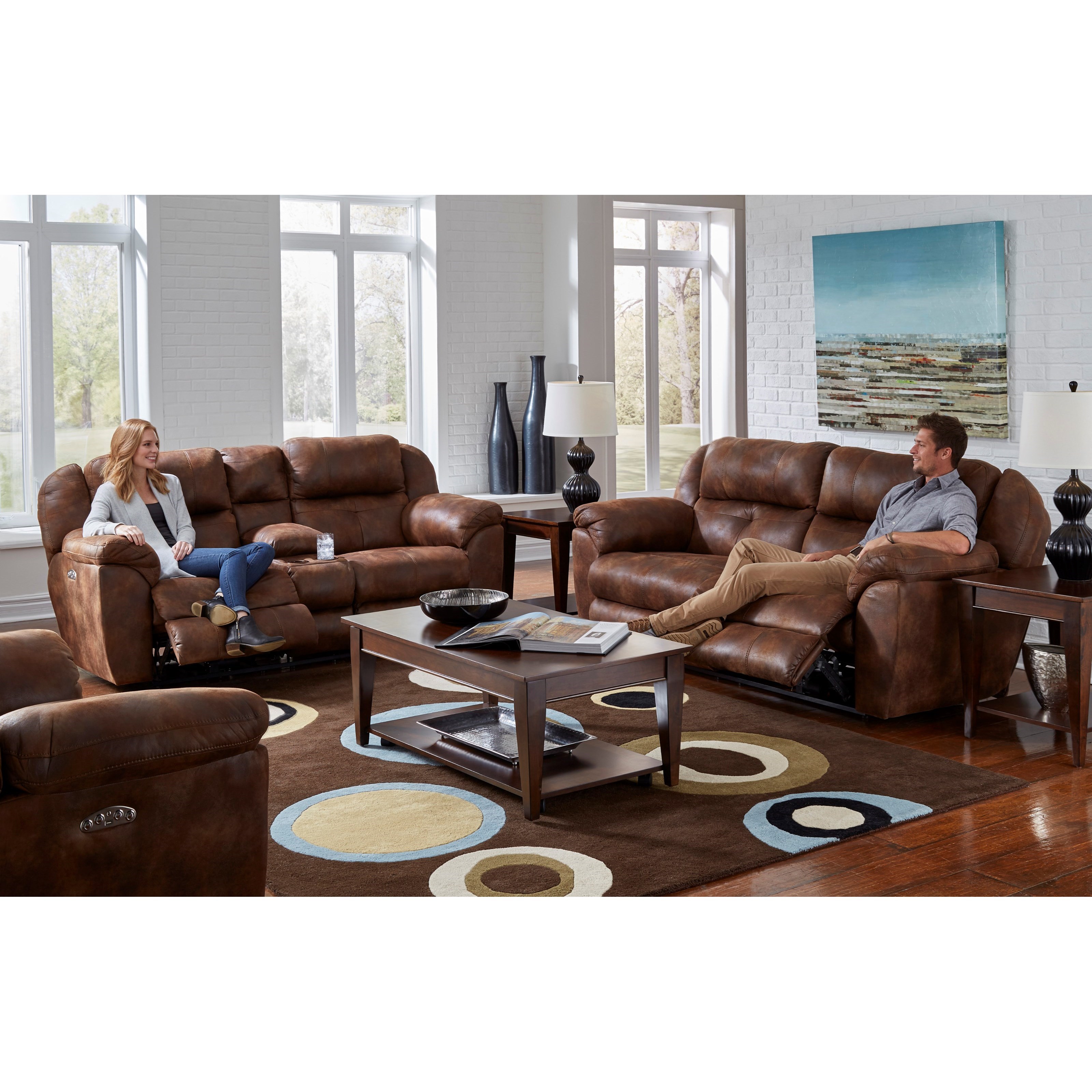 Catnapper Ferrington Power Headrest Lay Flat Reclining Sofa