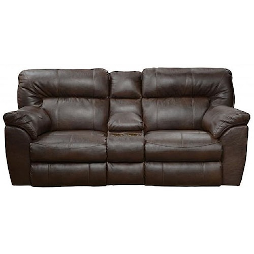 Catner Nolan 304 Casual Extra Wide Reclining Console Loveseat Catner Nolan 304 Casual Extra Wide Reclining Console Loveseat With Storage And Cupholders