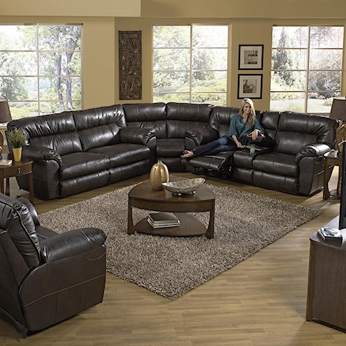 Catner Nolan Reclining Sectional Sofa With Right Console Catner Nolan Reclining Sectional Sofa With Right Console