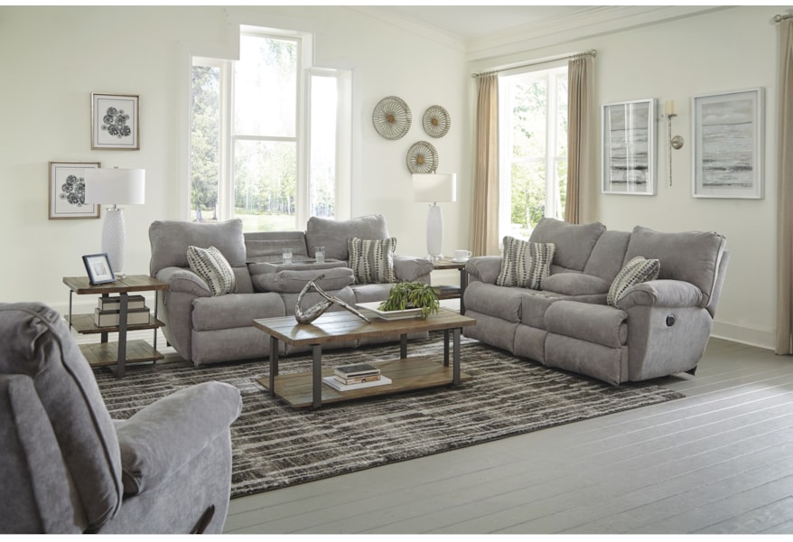 Catnapper Sadler Lay Flat Reclining Sofa With Drop Down Table Lindy S Furniture Company Reclining Sofas