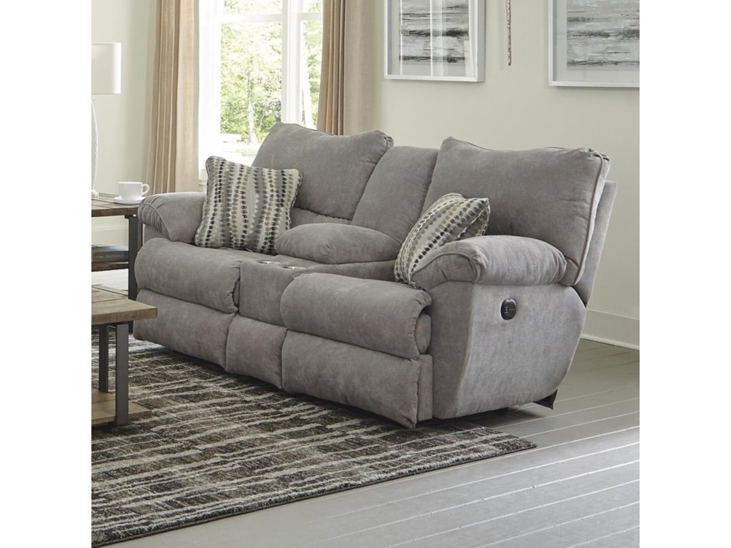 Sadler Power Lay Flat Reclining Console Loveseat With Cup Holders Sadler S Home Furnishings Reclining Loveseats