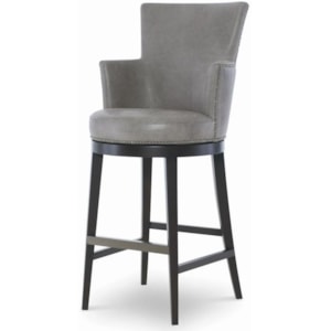 Century Century Trading Company Plr 3856b Leather Swivel Bar Stool With Nickel Nailheads Baer S Furniture Bar Stools