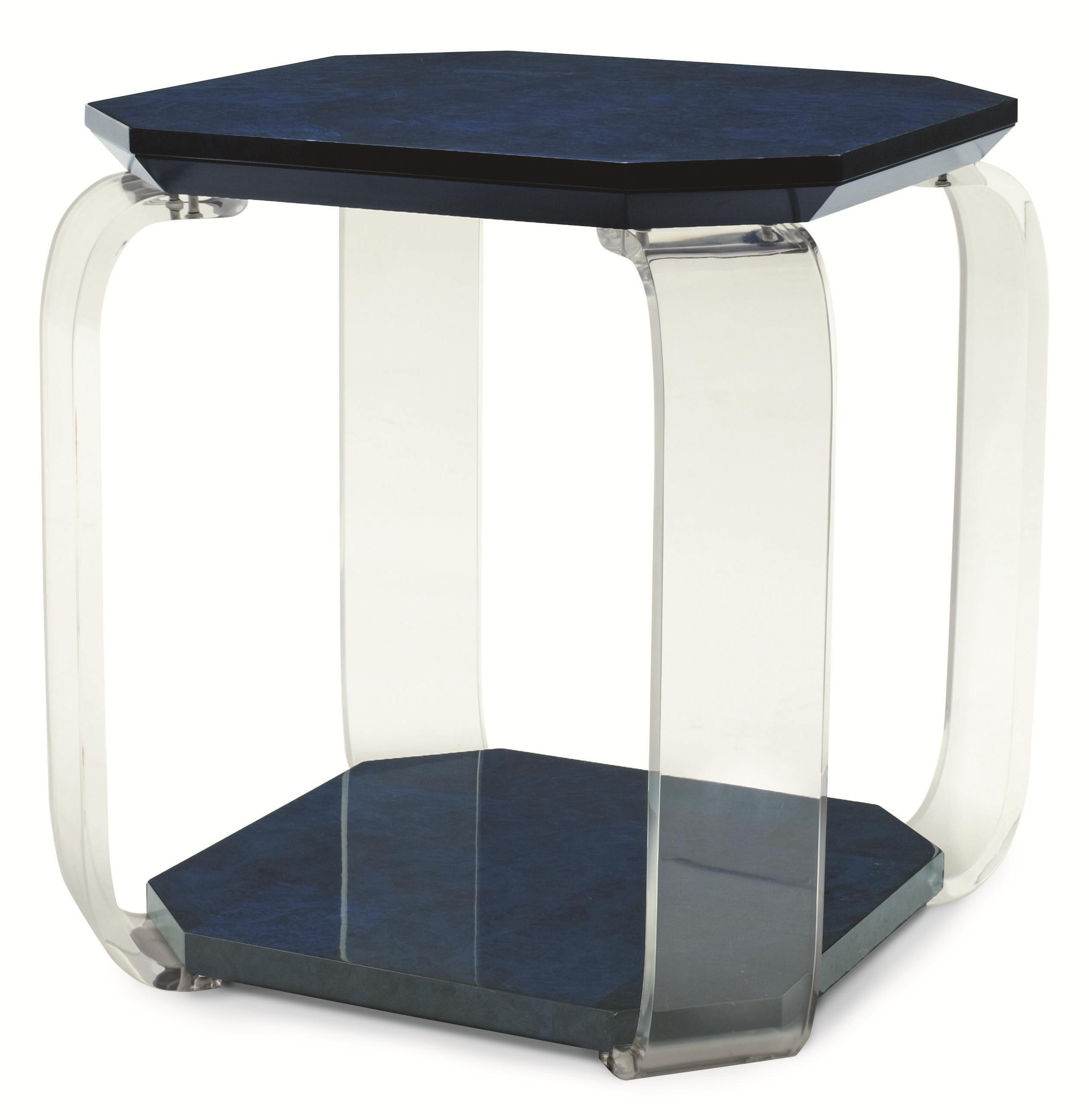 Colored Octagon Chairside Table with Flat Acrylic Legs