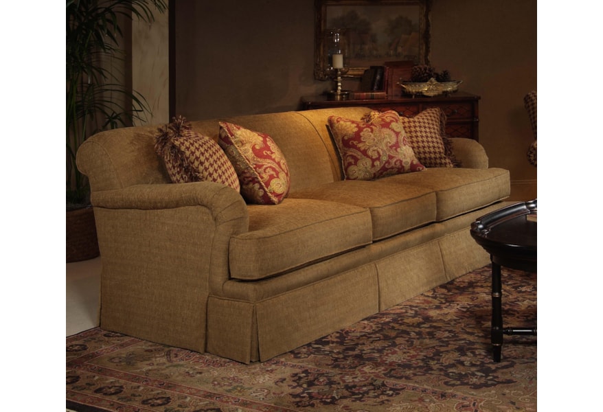 Century Elegance Casual Skirted Stationary Sofa With Padded Track