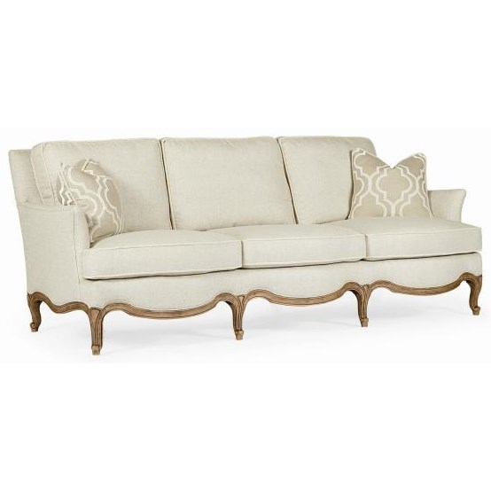 Century Signature Upholstered Accents Lyon French Sofa With Cabriole Legs And Exposed Wood Trim Sprintz Furniture Sofas