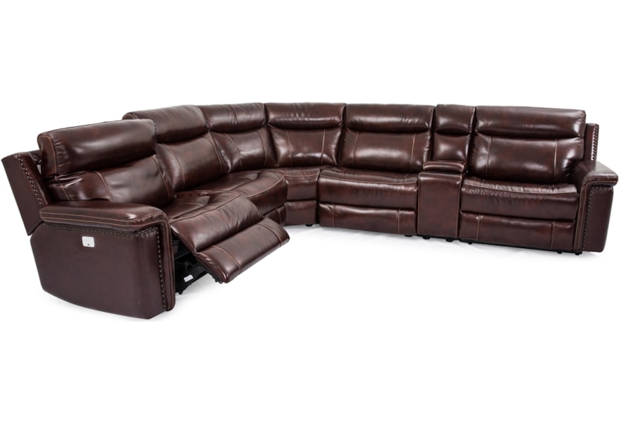 Cheers Baxter 6 Piece Leather Match Sectional With 3 Cheers Baxter 6 Piece Leather Match