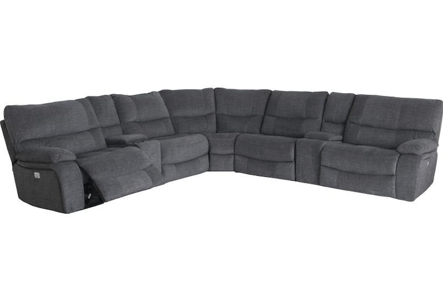 Cheers 9706 7 Piece Power Headrest Reclining Sectional With 2 Consoles Darvin Furniture Reclining Sectional Sofas