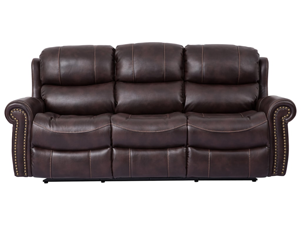 Cheers Piedmont Leather Dual Reclining Sofa With Rolled Arms Leather Dual Reclining Sofa