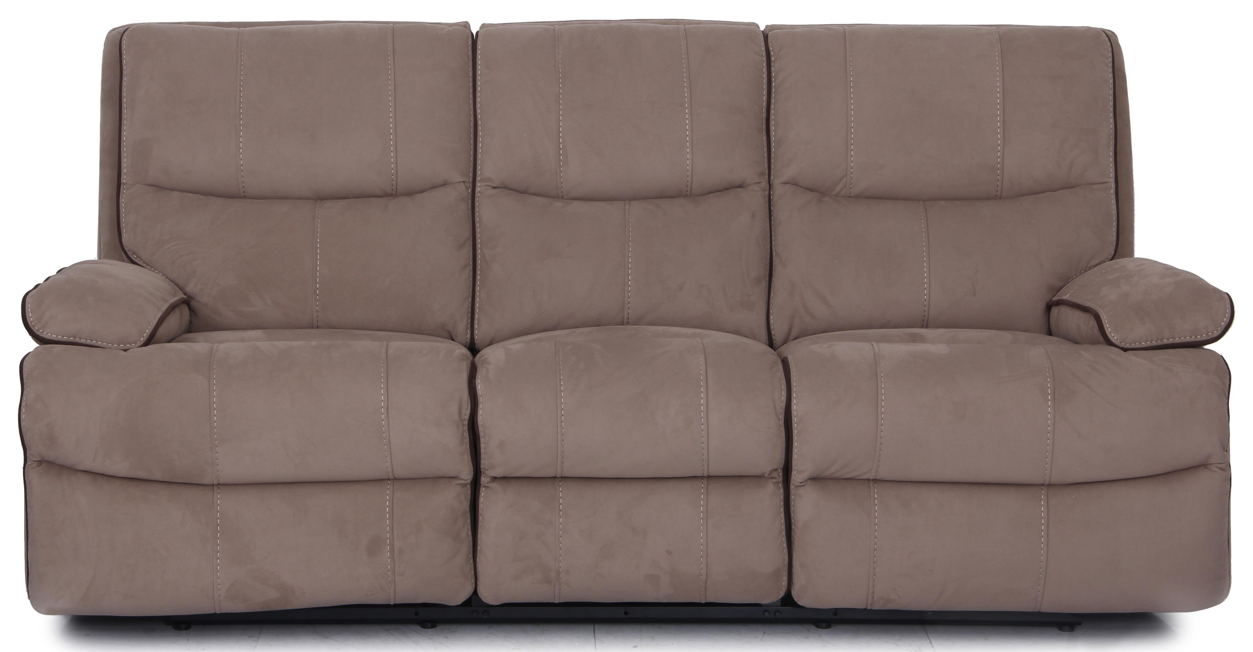 9795 Microsuede Reclining Sofa With Contrast Chocolate Welt