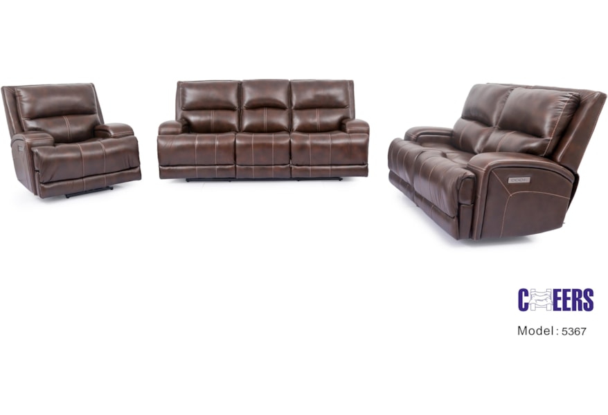 Cheers Sofa U5367 Leather With Recline Headrest Leather Sofa With Recline