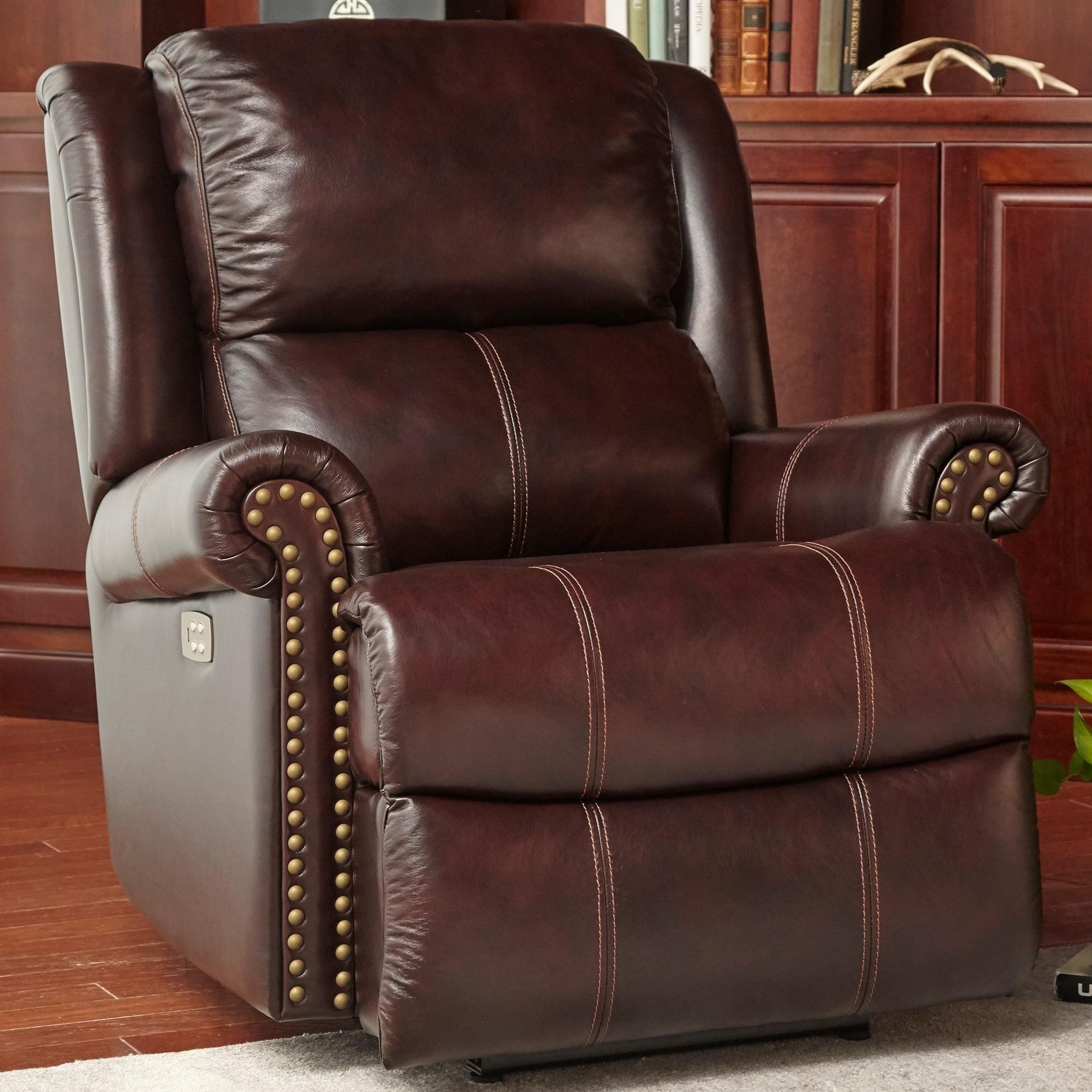 Banner Power Recliner W Power Headrest Nailhead Trim Rotmans