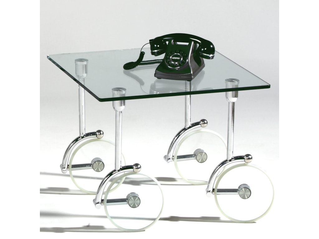 Chintaly Imports 1105Glass Caster Lamp Table