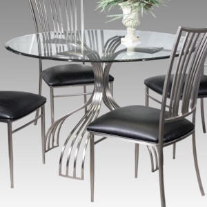 Chintaly Imports Ashley Contemporary Glass Top Dining Table With Metal Base Corner Furniture Kitchen Table