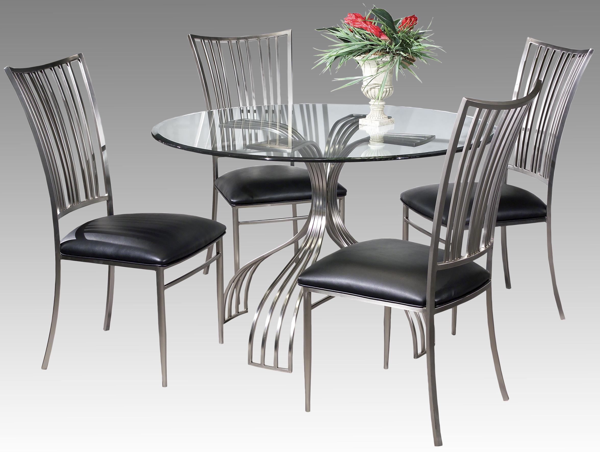 Chintaly Imports Ashley Contemporary Glass Top Dining Table With Metal Base Corner Furniture Kitchen Table