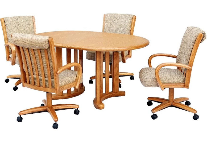 Chromcraft Custom Dining 5 Piece Dining Set With Chairs On Casters