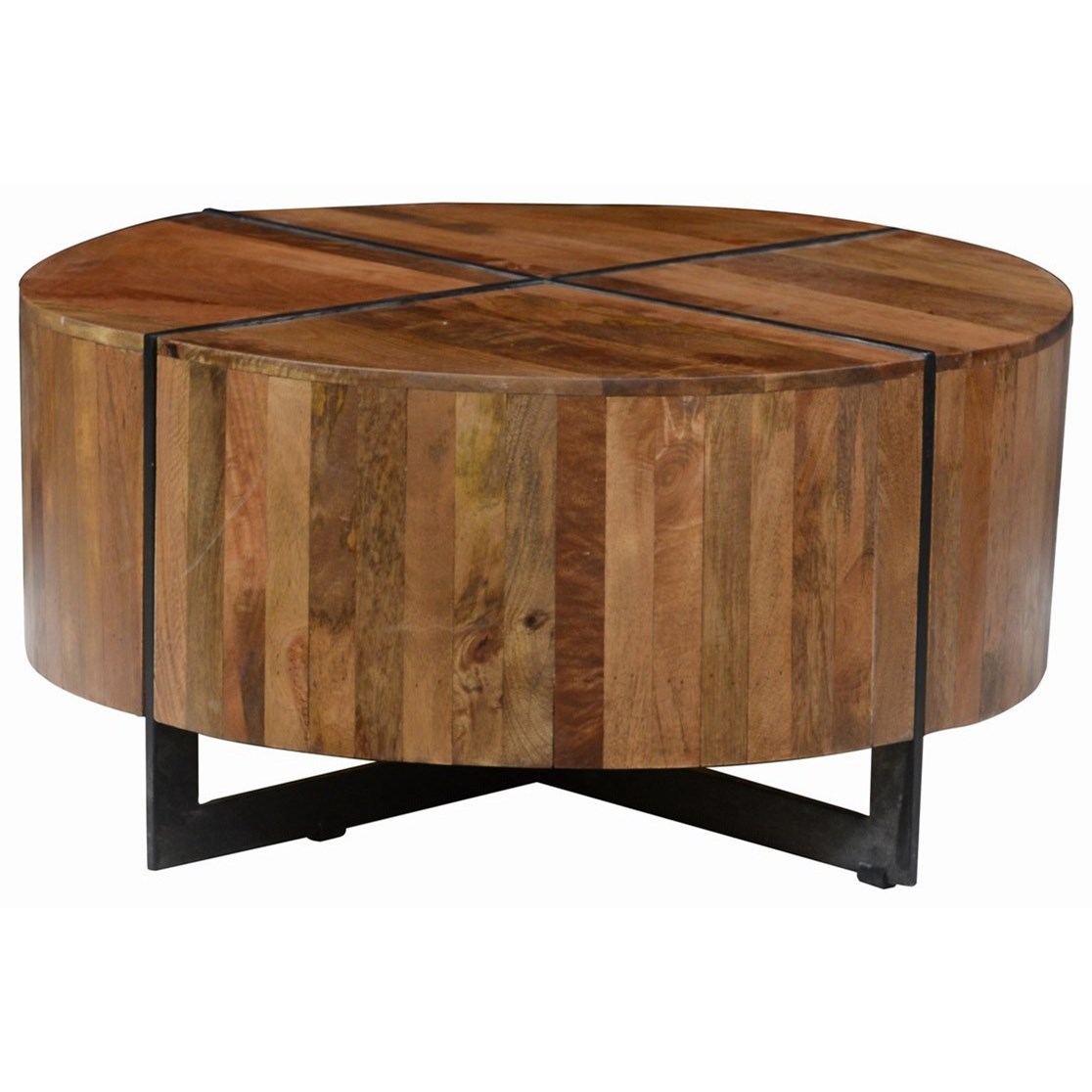 Classic Home Desmond Round Mango Wood Coffee Table With Iron Base