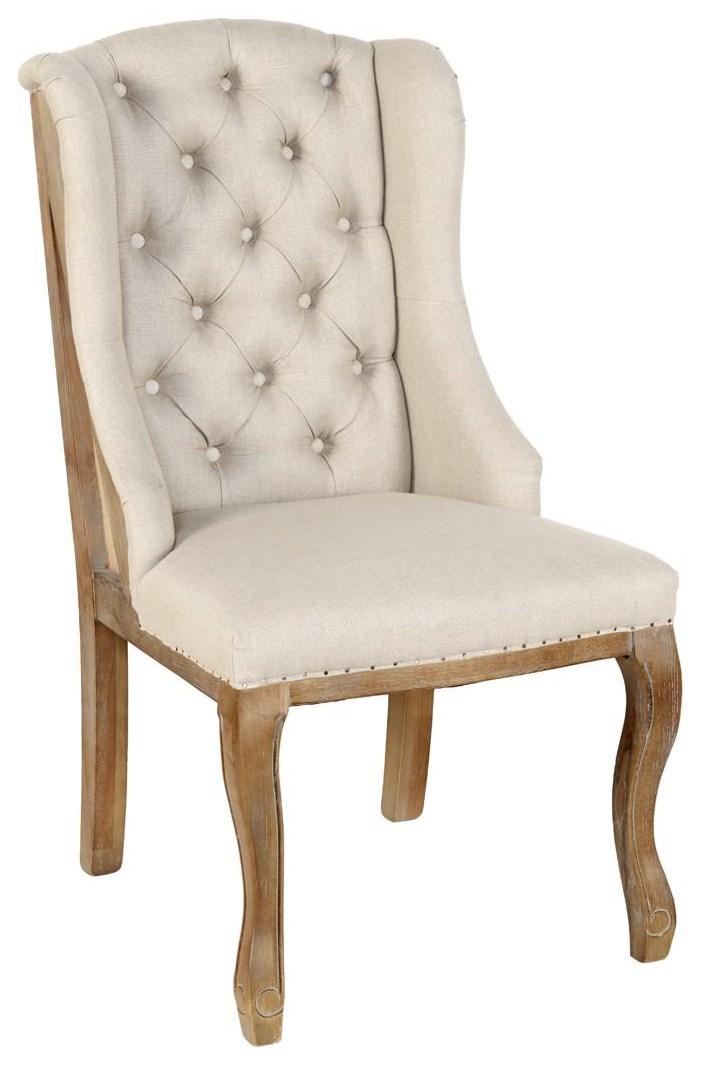 Classic Home Lafayette Linen With Button Tufted Wingback Chair Howell Furniture Wing Chairs