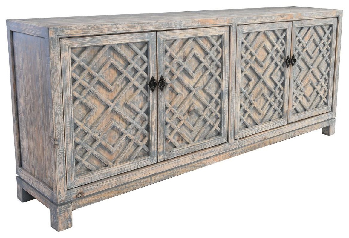 Classic Home Sideboard Antigua 4 Door Sideboard Distressed Blue