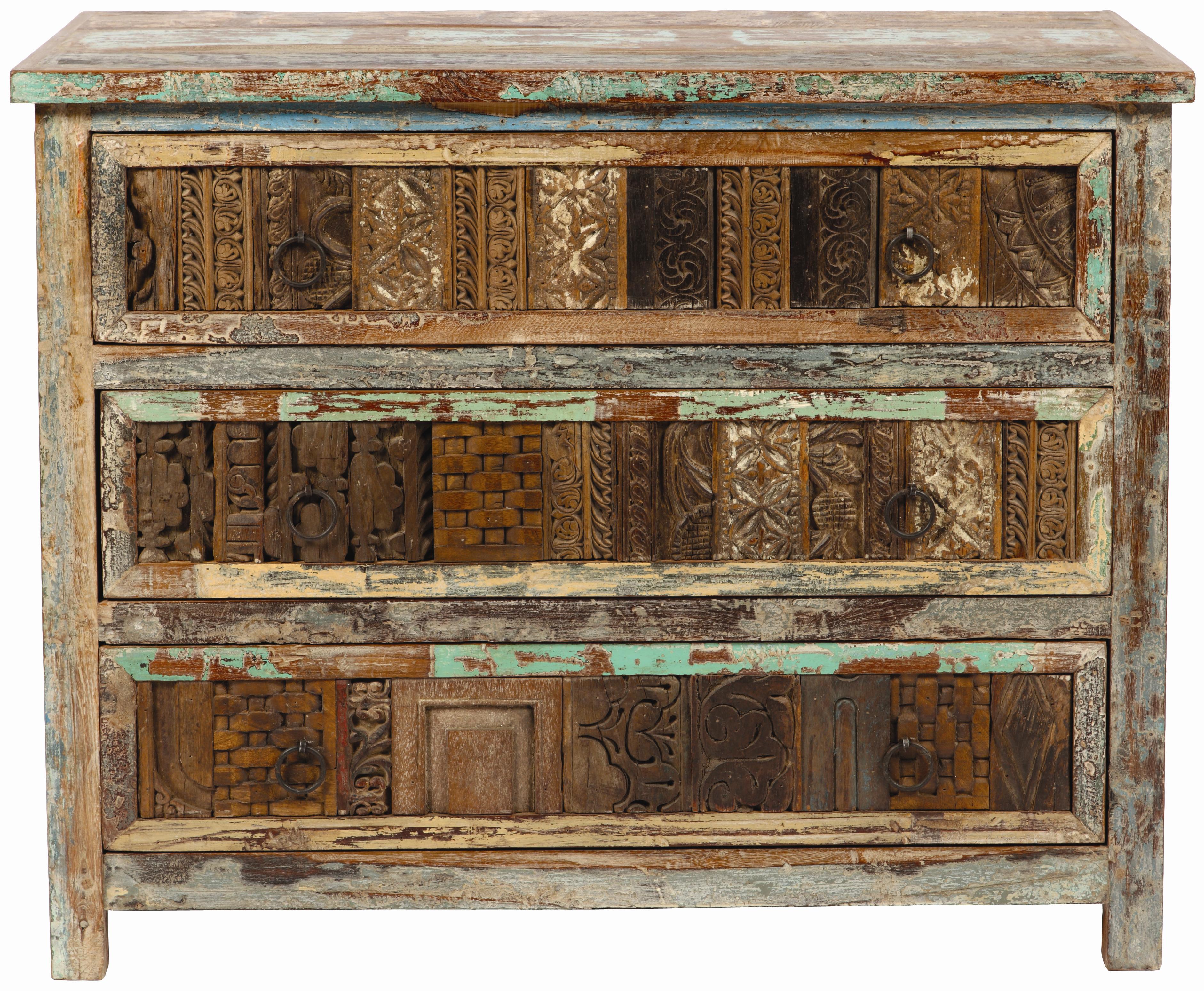 Classic Home Vintage Print Block 3 Drawer Chest Howell Furniture Accent Chests