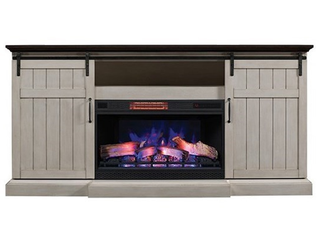 Cabaret Barn Door Fireplace Media Mantel