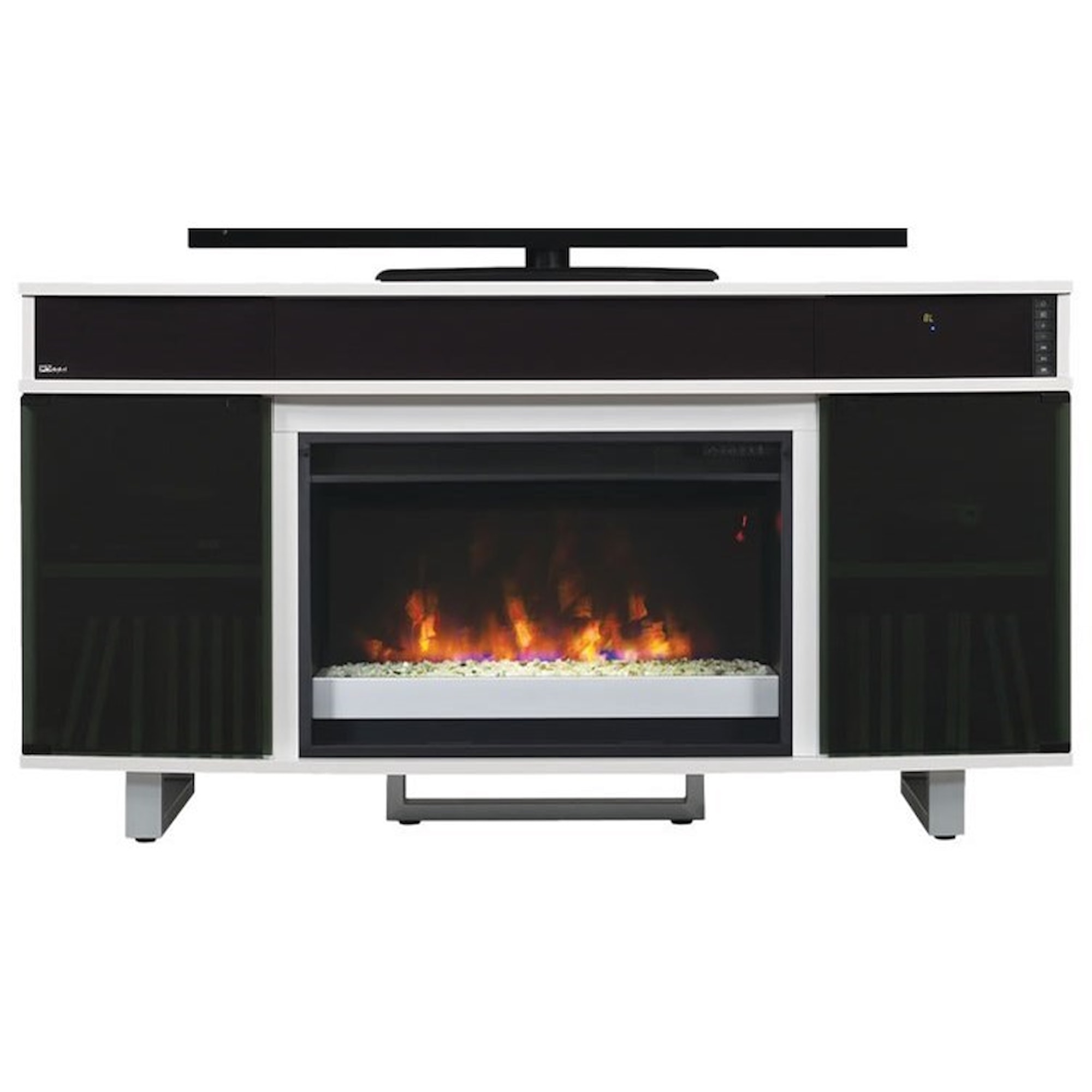 ClassicFlame Enterprise 26MMS9864-NT01+26II042FGL 64 Fireplace Media  Mantel with Bluetooth Sound Bar | Factory Direct Furniture | TV Stands