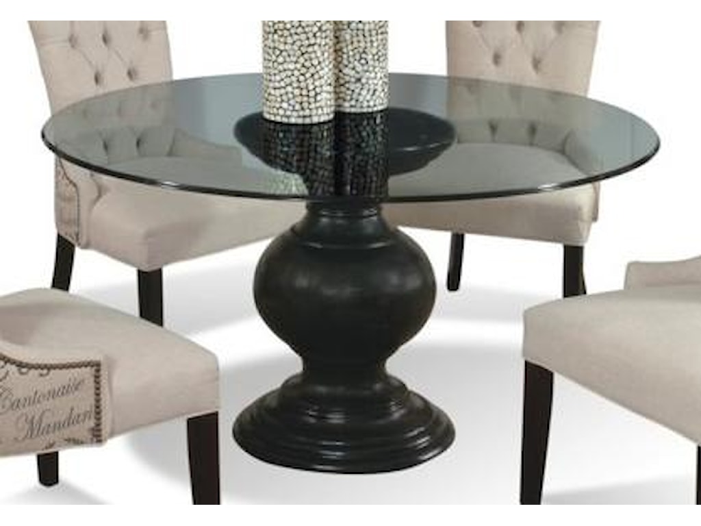 black round glass dining table and chairs