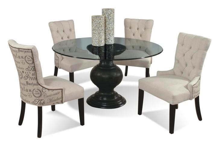 Cmi Serena 60 Round Glass Dining Table With Pedestal Base Wayside Furniture Dining Room Table
