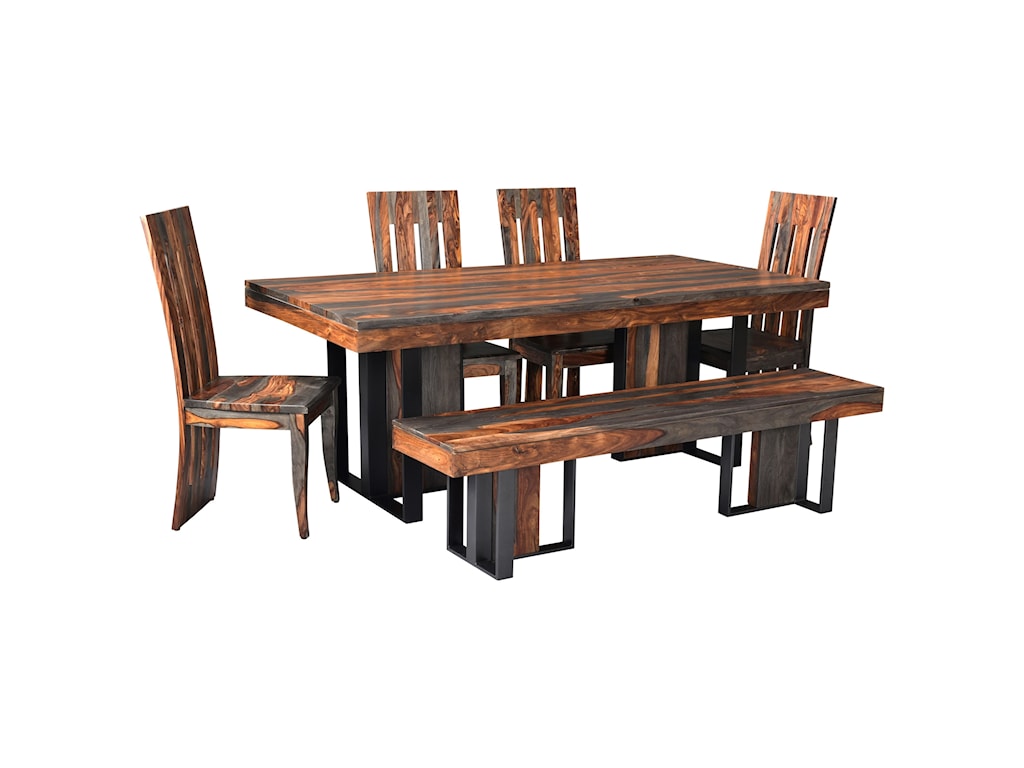 Coast To Coast Imports Sierra Rustic Table And Chair Set With Bench Wayside Furniture Table Chair Set With Bench