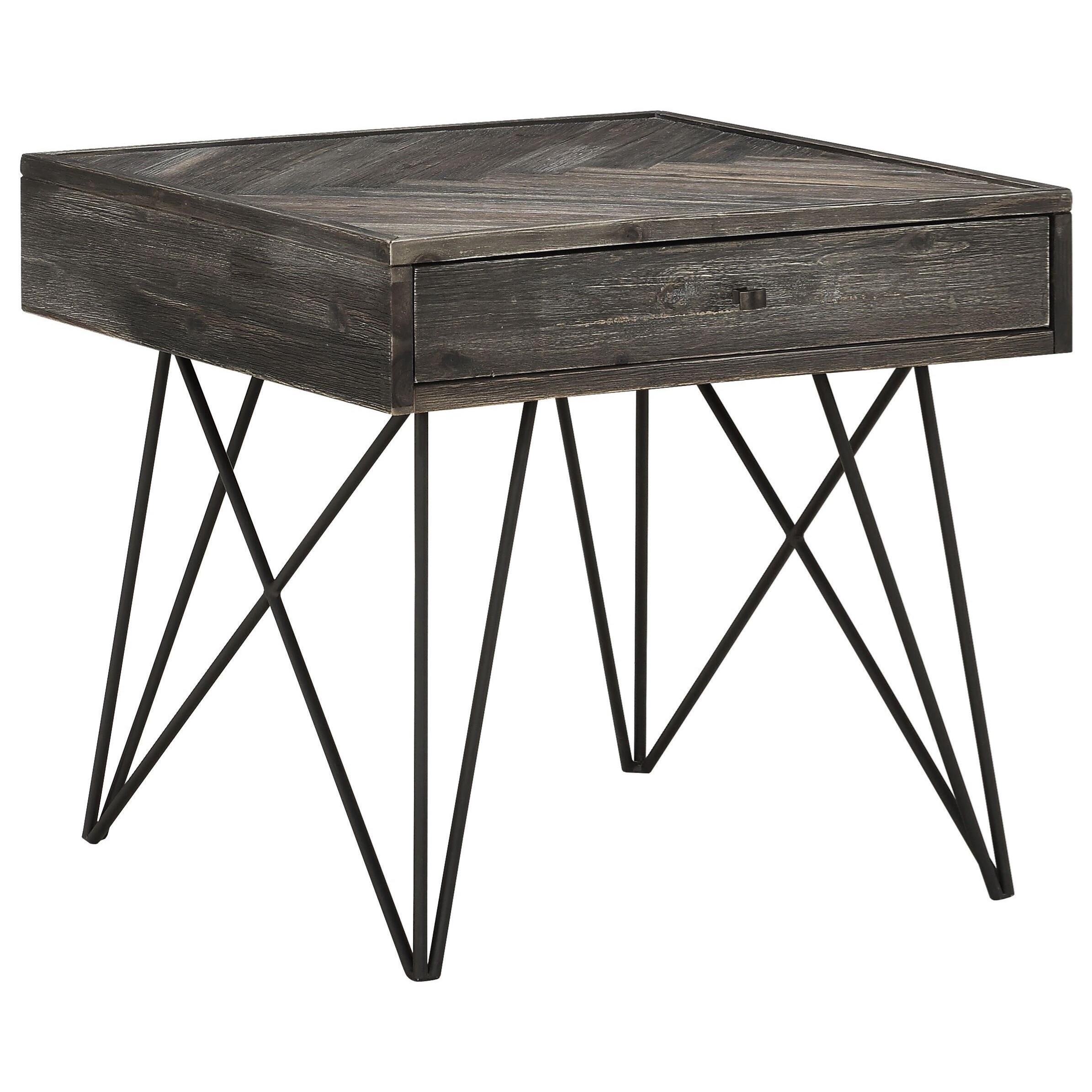Aspen Court Contemporary 1 Drawer End Table With Open Angled Metal Legs Williams Kay End Tables