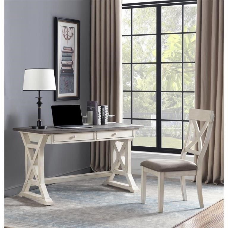 Coast To Coast Imports Bar Harbor Ii Farmhouse Style Two Drawer Writing Desk Zak S Home Table Desks Writing Desks