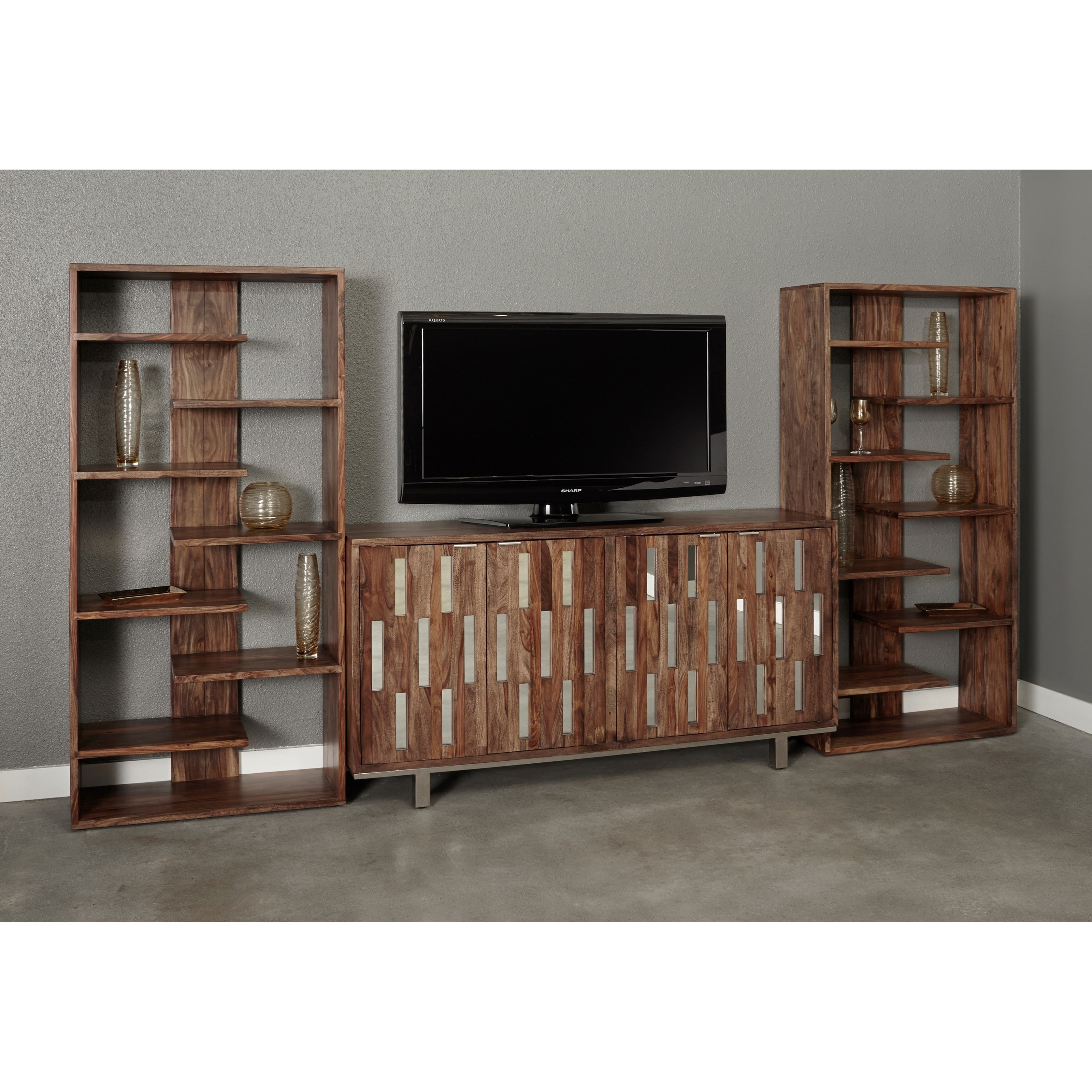 Coast To Coast Imports Brownstone Tv Wall Unit With Mirror