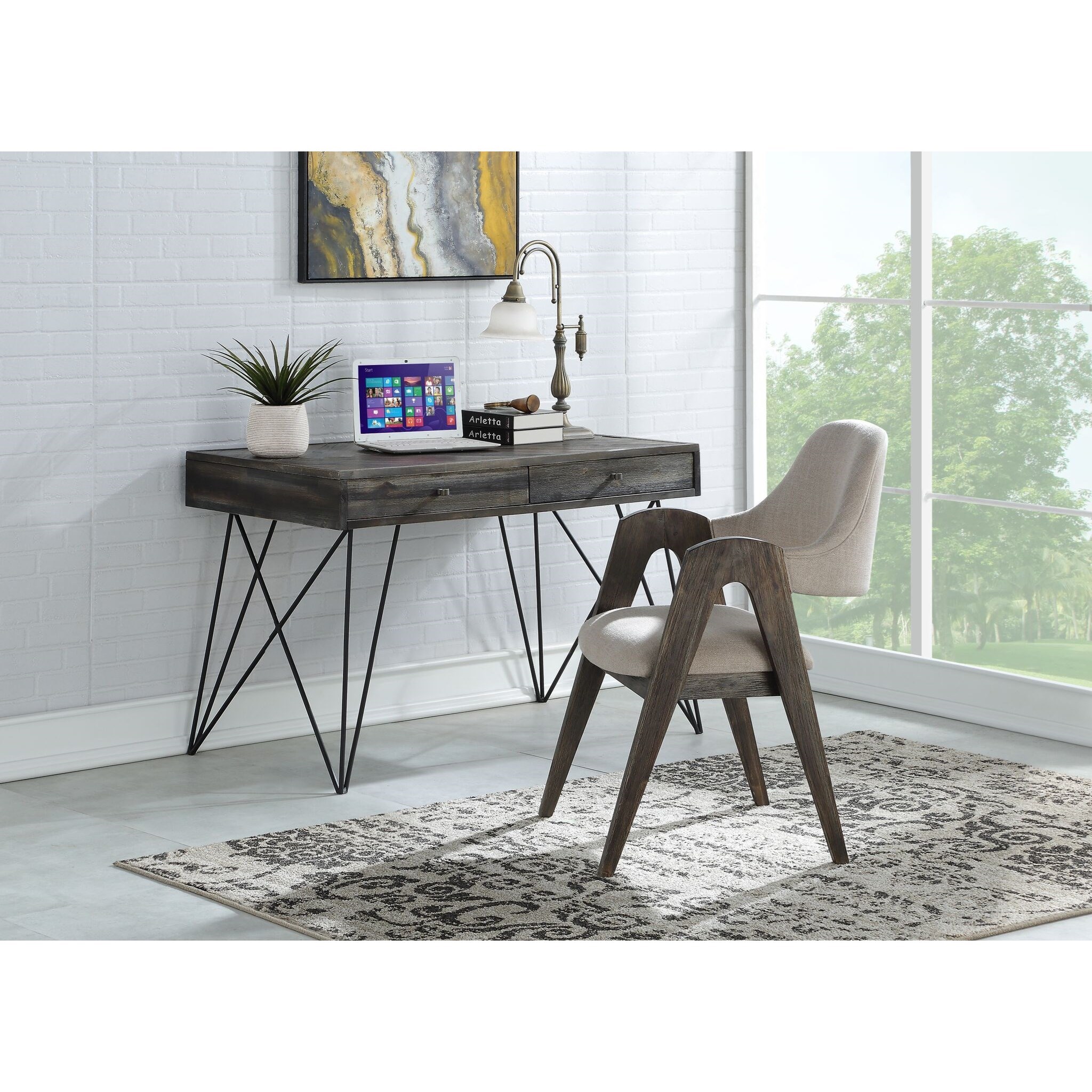 Coast To Coast Imports Coast To Coast Accents Contemporary 2 Drawer Writing Desk Howell Furniture Table Desks Writing Desks