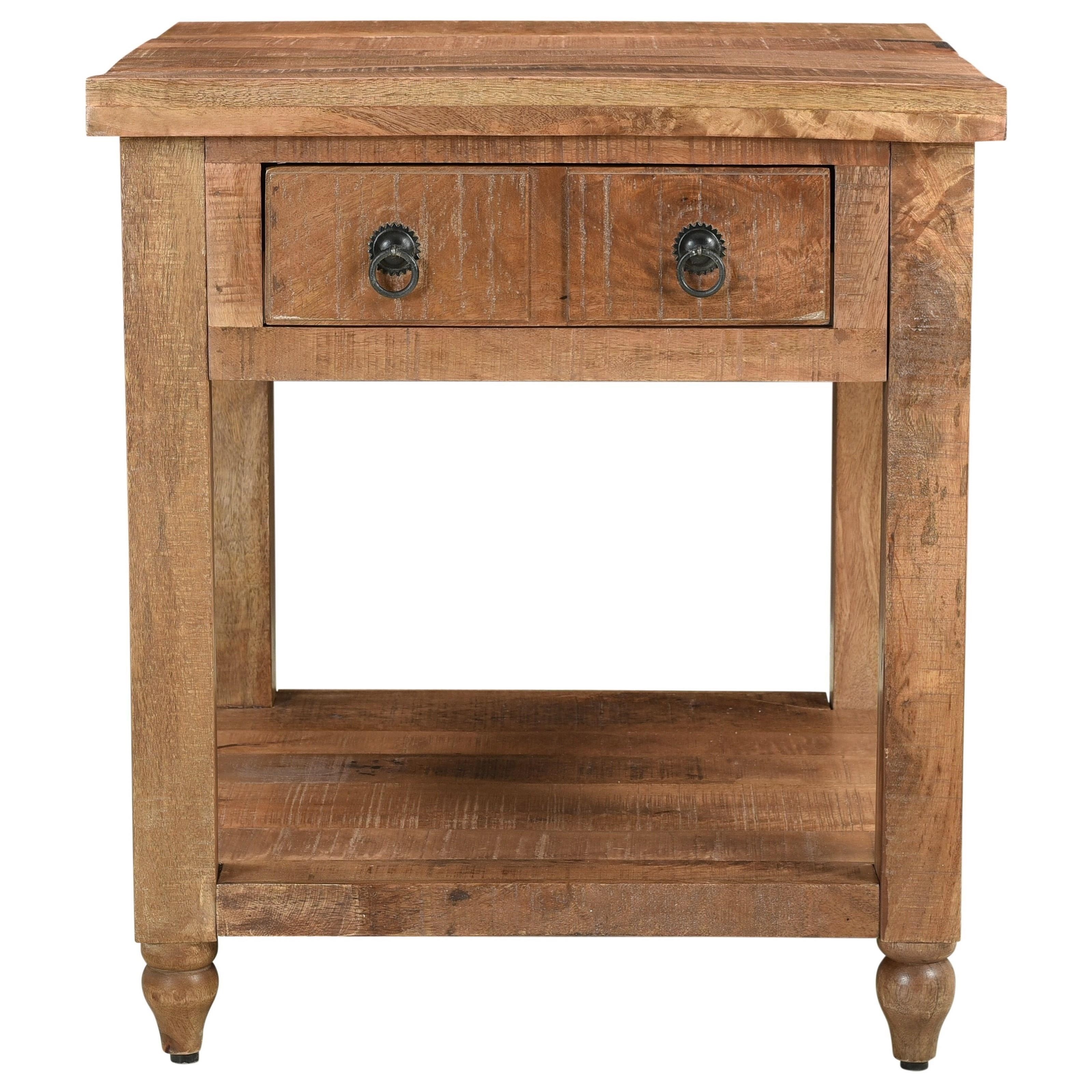 Coast To Coast Imports Millstone Rustic 1 Drawer End Table With Open Bottom Shelf Westrich Furniture Appliances End Tables Our handcrafted rustic walnut end tables, natural edge walnut slab table. coast to coast imports millstone rustic