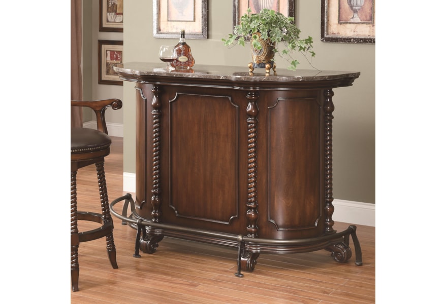 Coaster 100670 Traditional Bar Unit With Marble Top A1 Furniture Mattress Bars