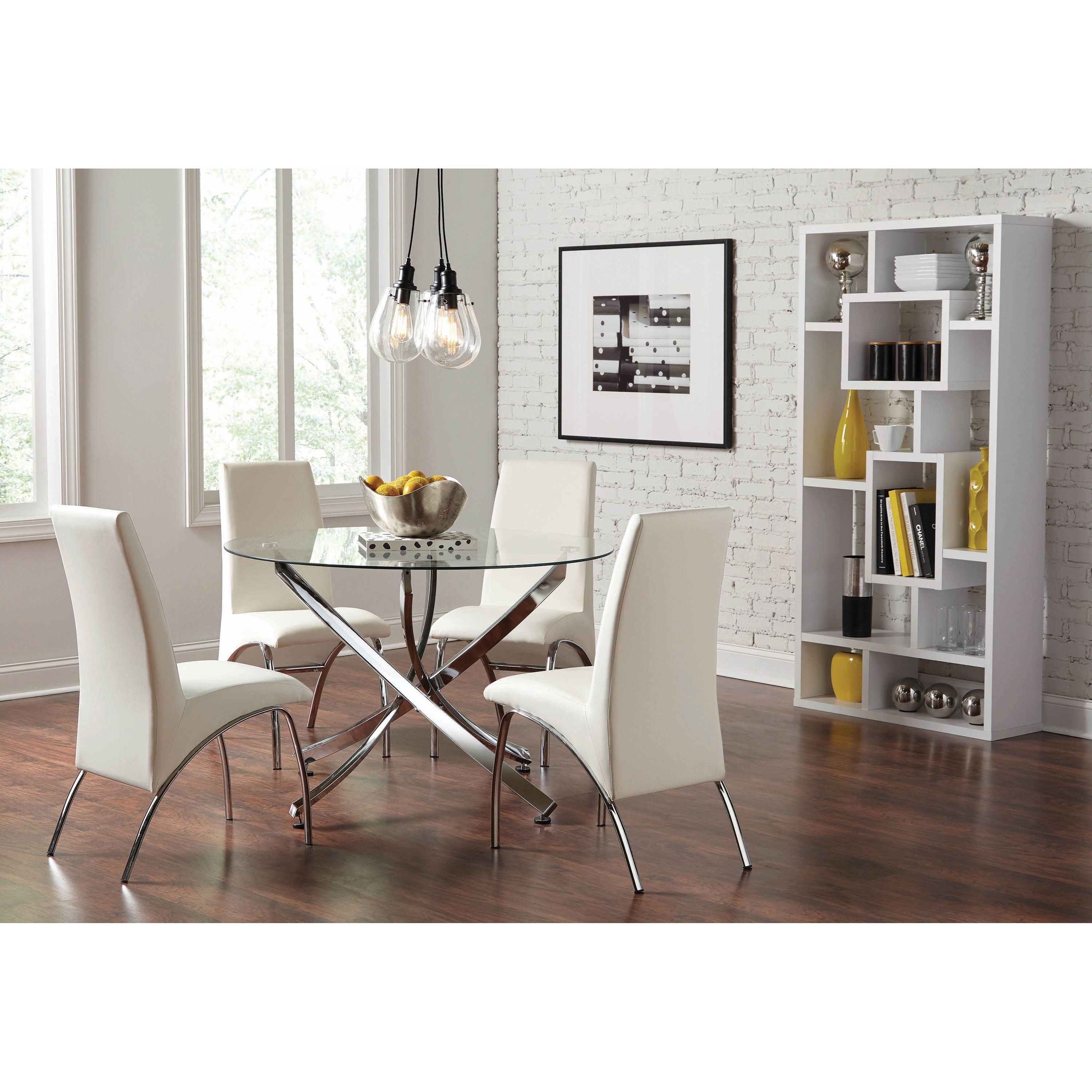 Coaster Beckham Contemporary Round Dining Table With Glass Top