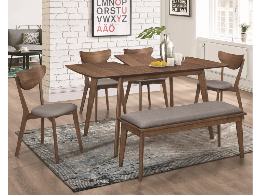 1080 Mid Century Modern Table And Chair Set With Bench By Coaster At Dunk Bright Furniture