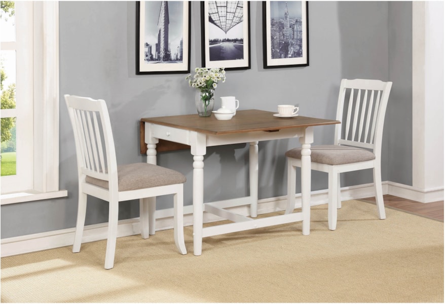 Coaster Hesperia Casual 3 Piece Dining Set With Drop Leaves And Storage Drawer Value City Furniture Dining 3 Piece Sets
