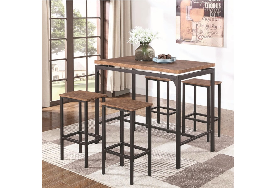 Coaster 182002 Industrial Table And Chair Set For Four A1 Furniture Mattress Pub Table And Stool Sets