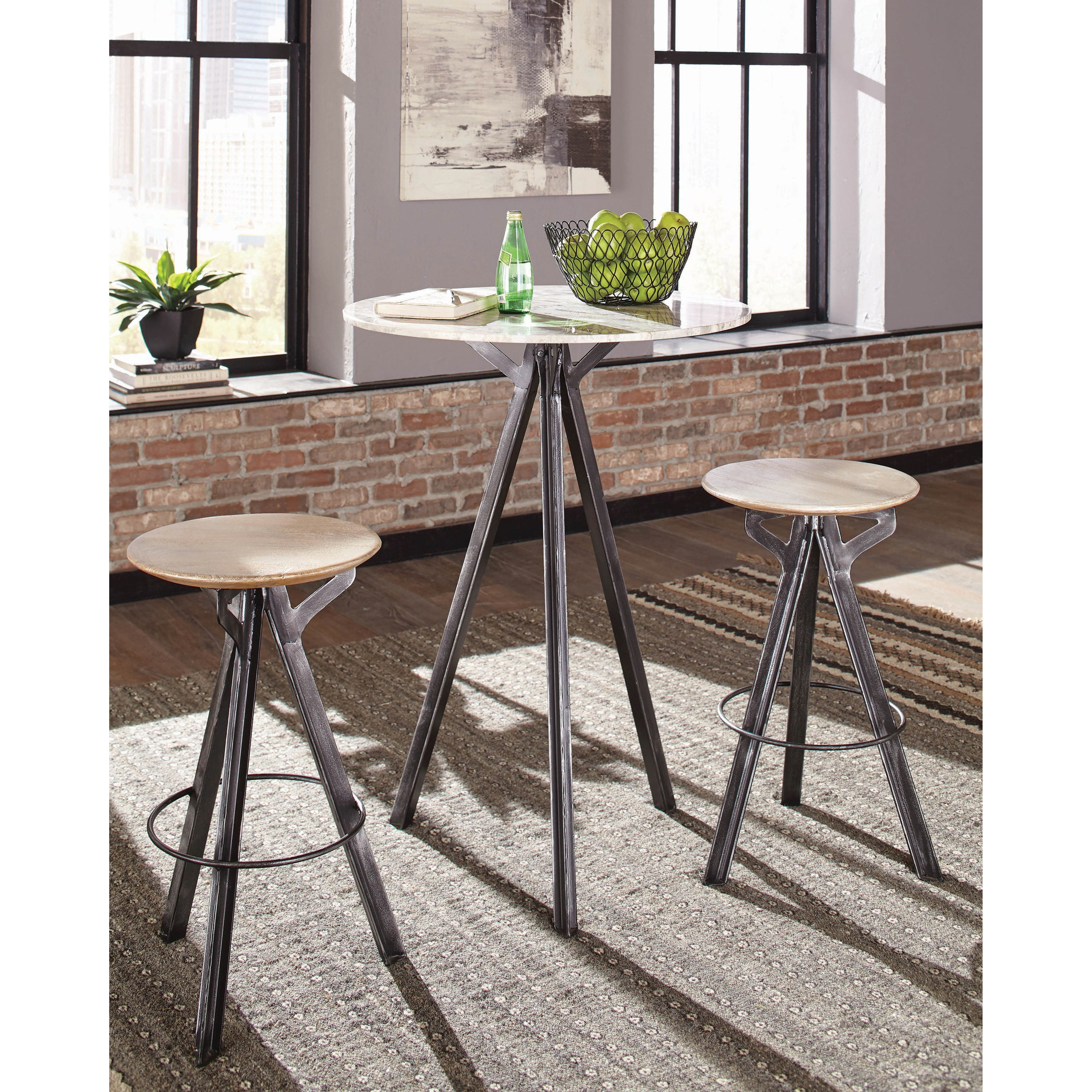 Fine Furniture 18223 3 Piece Marble Top Bar Table And Stool Set