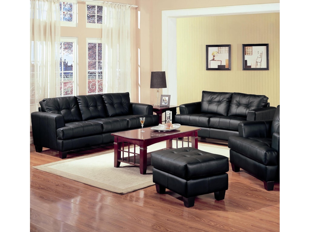 Samuel 2 Piece Black Bonded Leather Loveseat And Sofa Group By Coaster At Value City Furniture