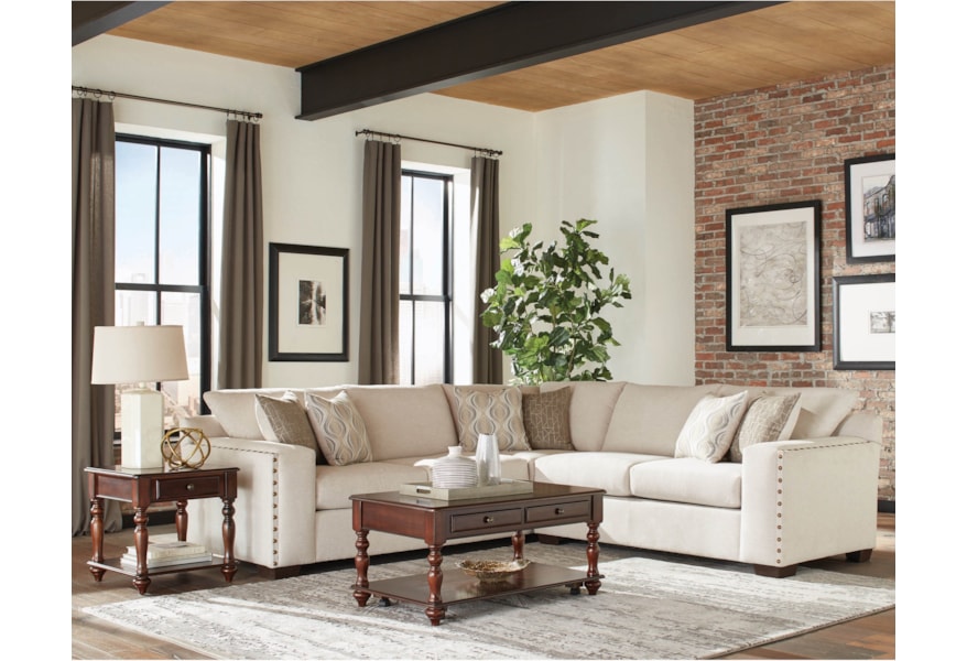 Coaster Aria Transitional Sectional Sofa With Nailhead Trim Value City Furniture Sectional Sofas
