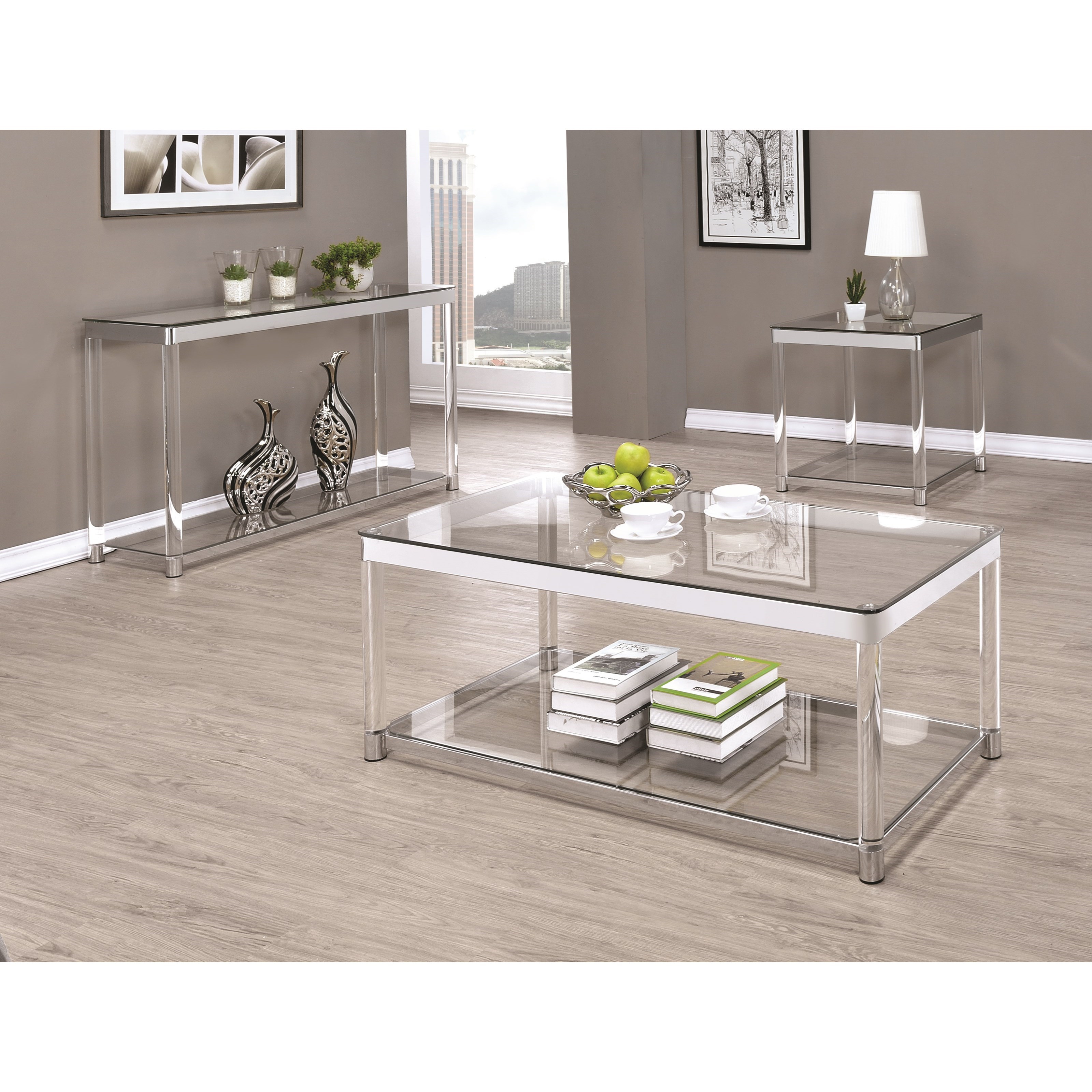 Coaster 72074 Contemporary Glass Top Sofa Table With Acrylic Legs