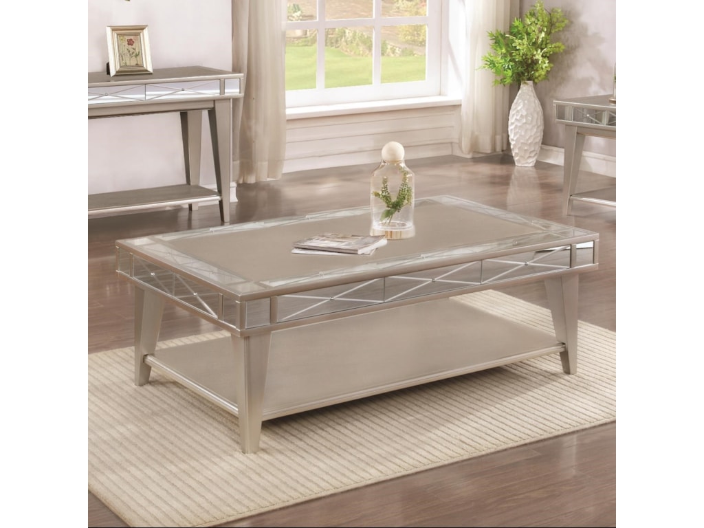Coaster 72088 720888 Bling Mirrored Coffee Table Dunk Bright 72088 Bling Mirrored Coffee Table By Coaster